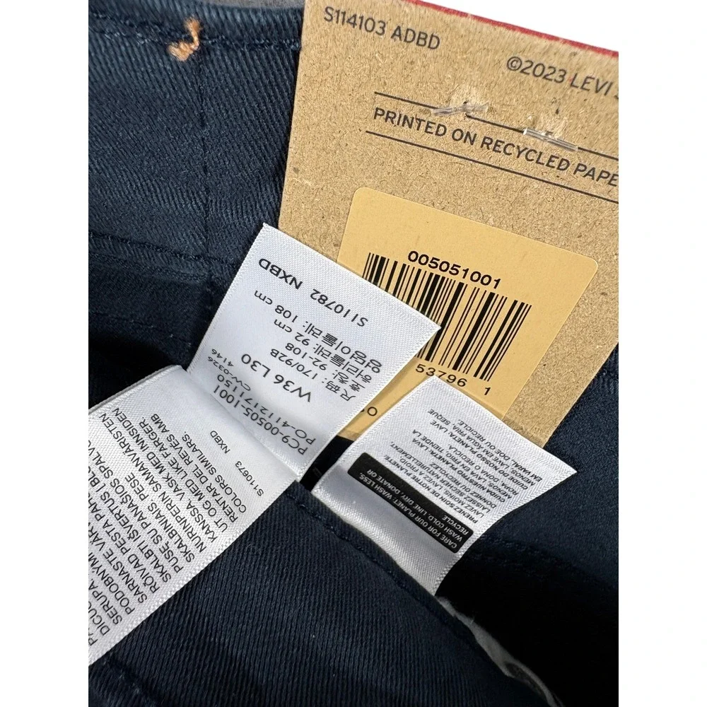 NWT Levi's 505 Regular Pants Mens 36x30 Navy Blue Straight Durable Workwear Y2K